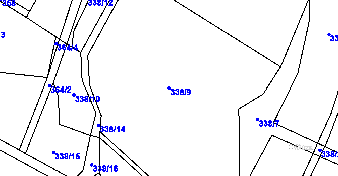 Parcela st. 338/9 v KÚ Záluží u Vodňan, Katastrální mapa