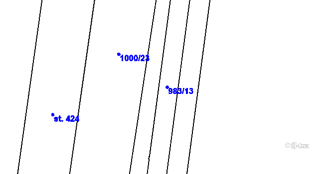 Parcela st. 983/13 v KÚ Záluží u Litvínova, Katastrální mapa
