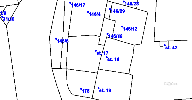 Parcela st. 17 v KÚ Rybňany, Katastrální mapa