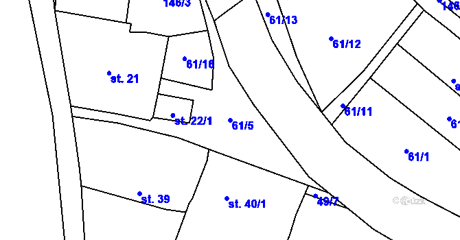 Parcela st. 61/5 v KÚ Rybňany, Katastrální mapa