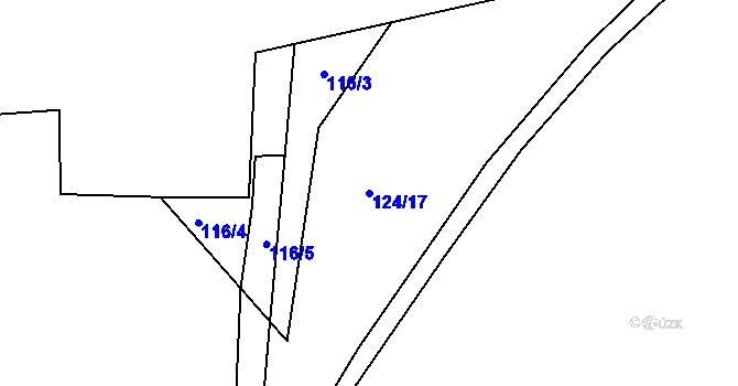 Parcela st. 124/17 v KÚ Rybňany, Katastrální mapa