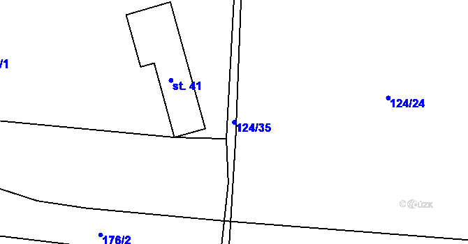 Parcela st. 124/35 v KÚ Rybňany, Katastrální mapa