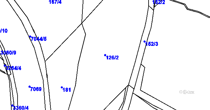 Parcela st. 126/2 v KÚ Rybňany, Katastrální mapa