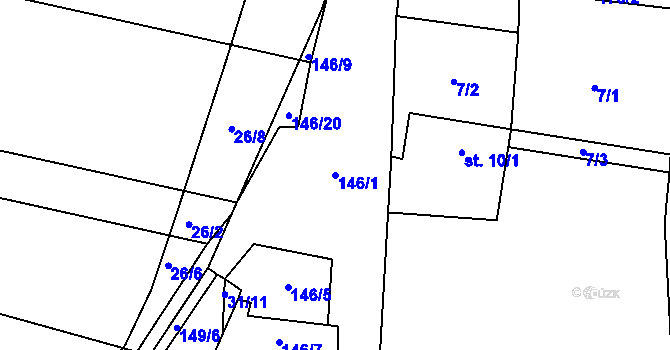 Parcela st. 146/1 v KÚ Rybňany, Katastrální mapa