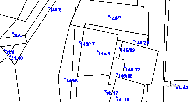 Parcela st. 146/4 v KÚ Rybňany, Katastrální mapa