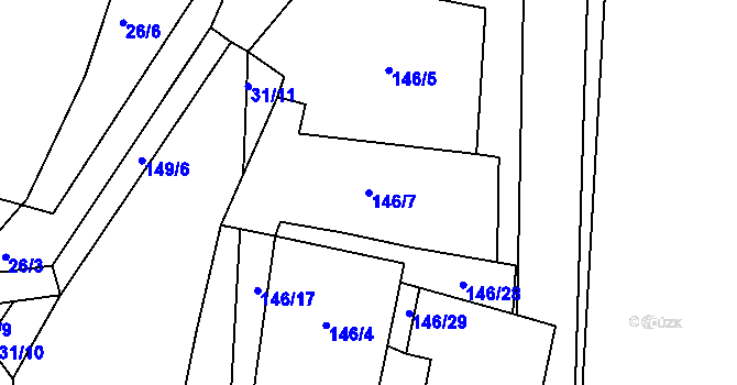 Parcela st. 146/7 v KÚ Rybňany, Katastrální mapa