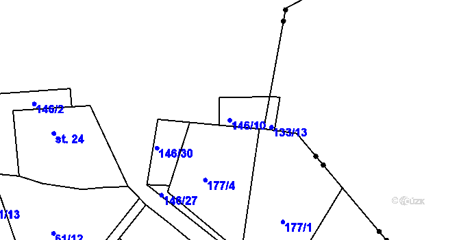 Parcela st. 146/10 v KÚ Rybňany, Katastrální mapa