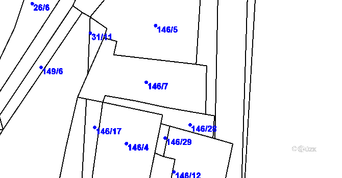 Parcela st. 146/16 v KÚ Rybňany, Katastrální mapa