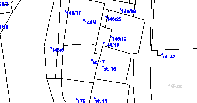 Parcela st. 146/19 v KÚ Rybňany, Katastrální mapa
