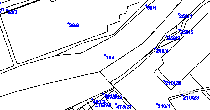 Parcela st. 164 v KÚ Rybňany, Katastrální mapa