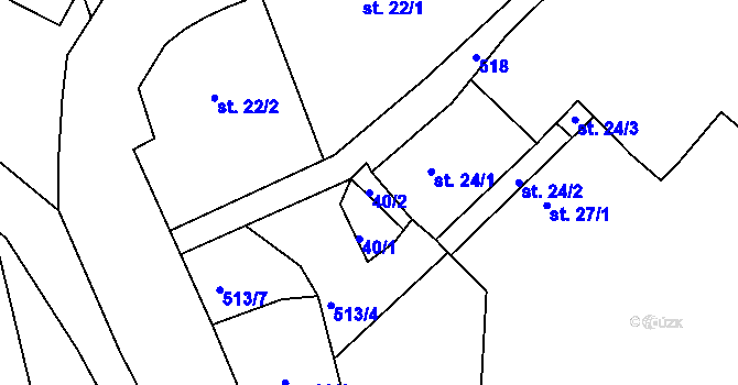 Parcela st. 40/2 v KÚ Stekník, Katastrální mapa