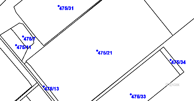 Parcela st. 475/21 v KÚ Stekník, Katastrální mapa