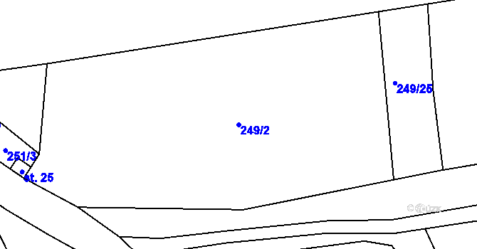 Parcela st. 249/2 v KÚ Zálužice nad Ohří, Katastrální mapa