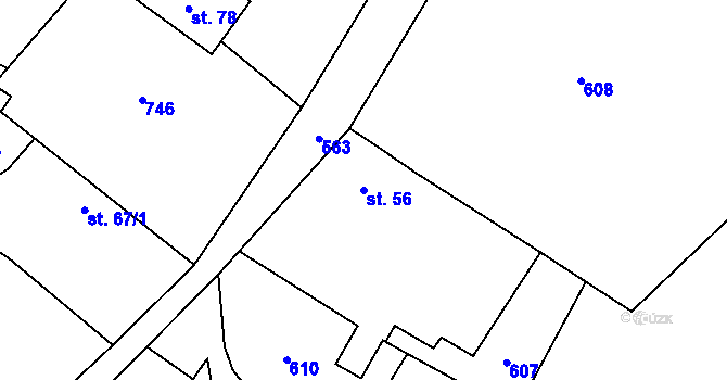 Parcela st. 56 v KÚ Zamachy, Katastrální mapa