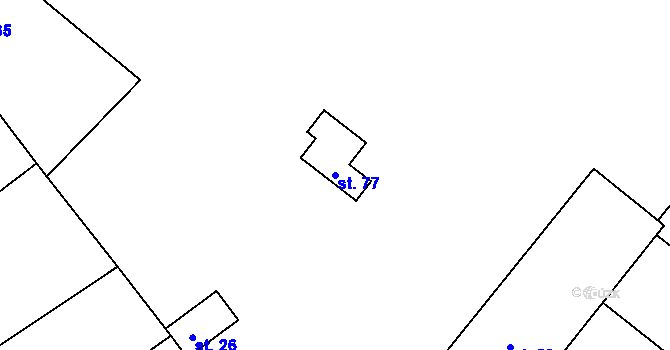 Parcela st. 77 v KÚ Zamachy, Katastrální mapa