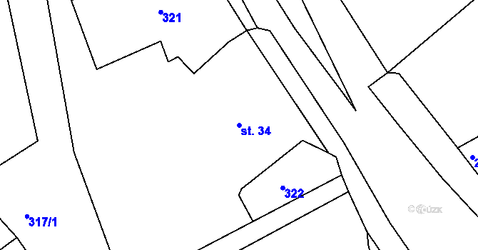 Parcela st. 34 v KÚ Záměl, Katastrální mapa