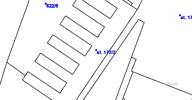 Parcela st. 172/2 v KÚ Záměl, Katastrální mapa