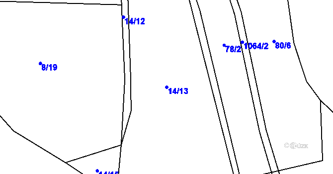 Parcela st. 14/13 v KÚ Záměl, Katastrální mapa
