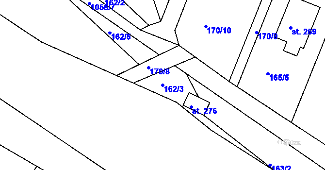Parcela st. 162/3 v KÚ Záměl, Katastrální mapa