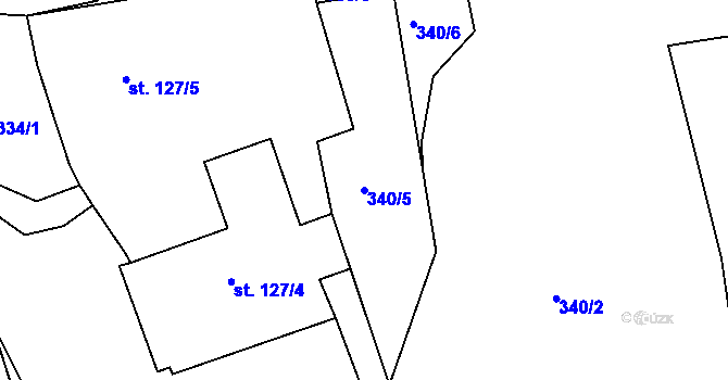 Parcela st. 340/5 v KÚ Záměl, Katastrální mapa