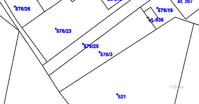 Parcela st. 576/3 v KÚ Záměl, Katastrální mapa