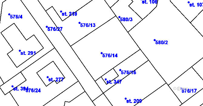 Parcela st. 576/14 v KÚ Záměl, Katastrální mapa