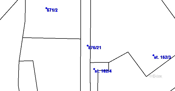 Parcela st. 576/21 v KÚ Záměl, Katastrální mapa