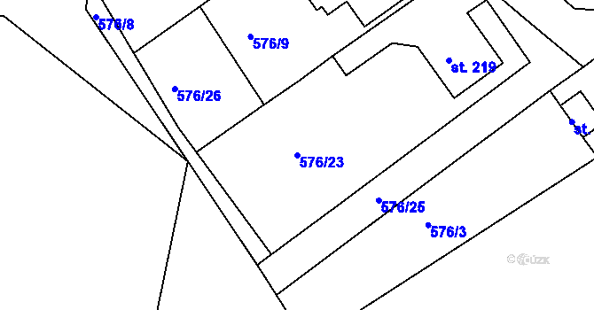 Parcela st. 576/23 v KÚ Záměl, Katastrální mapa
