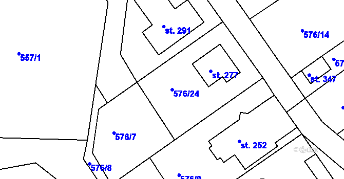 Parcela st. 576/24 v KÚ Záměl, Katastrální mapa
