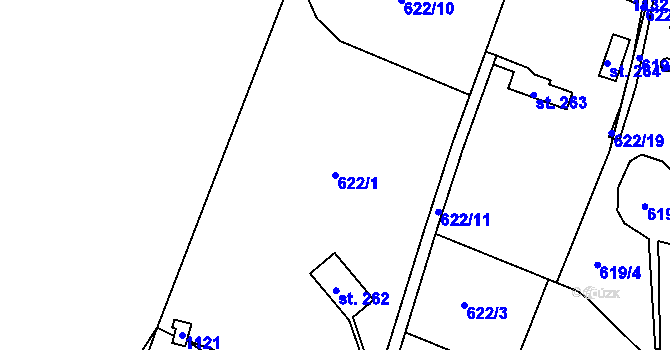 Parcela st. 622/1 v KÚ Záměl, Katastrální mapa