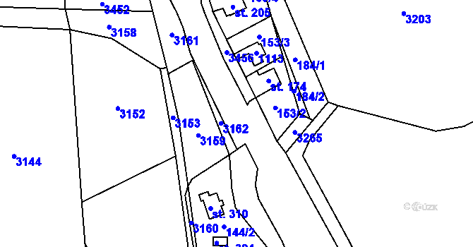 Parcela st. 1018/2 v KÚ Záměl, Katastrální mapa