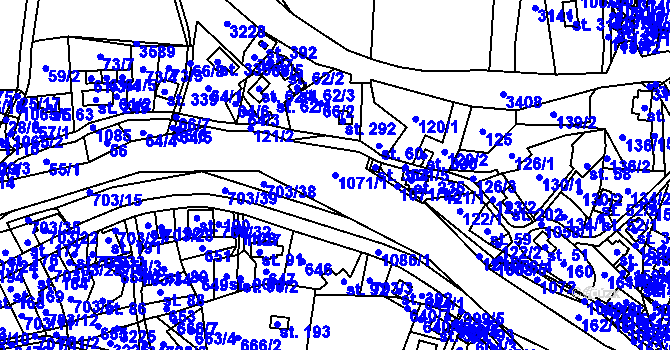 Parcela st. 1071/1 v KÚ Záměl, Katastrální mapa