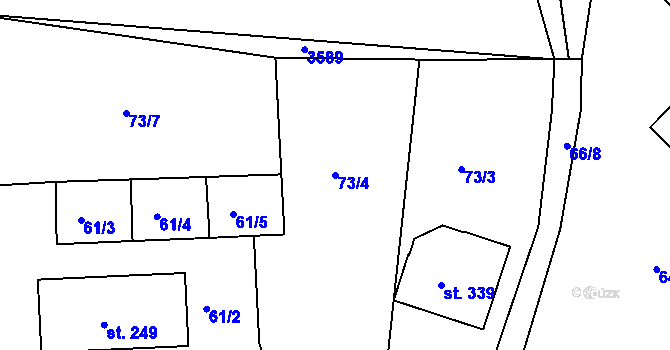 Parcela st. 73/4 v KÚ Záměl, Katastrální mapa