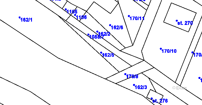 Parcela st. 162/5 v KÚ Záměl, Katastrální mapa