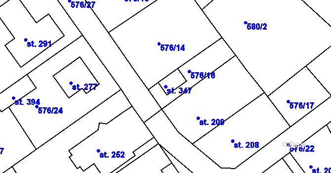 Parcela st. 347 v KÚ Záměl, Katastrální mapa