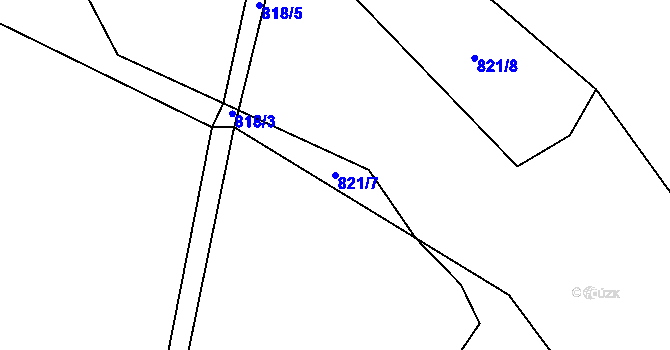 Parcela st. 821/7 v KÚ Záměl, Katastrální mapa
