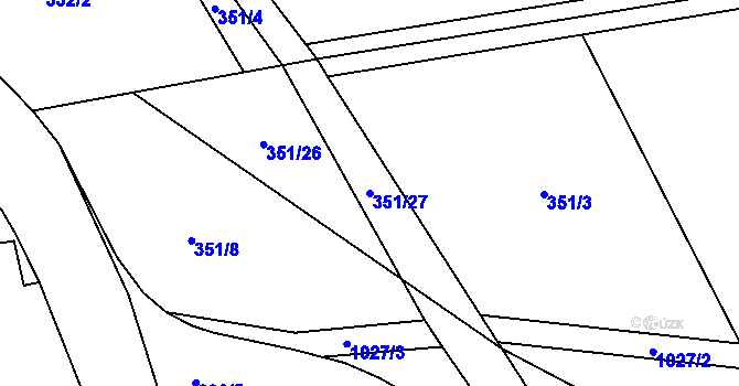 Parcela st. 351/27 v KÚ Záměl, Katastrální mapa