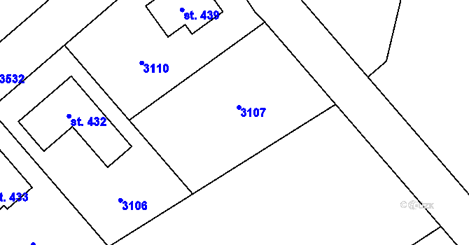Parcela st. 612/12 v KÚ Záměl, Katastrální mapa