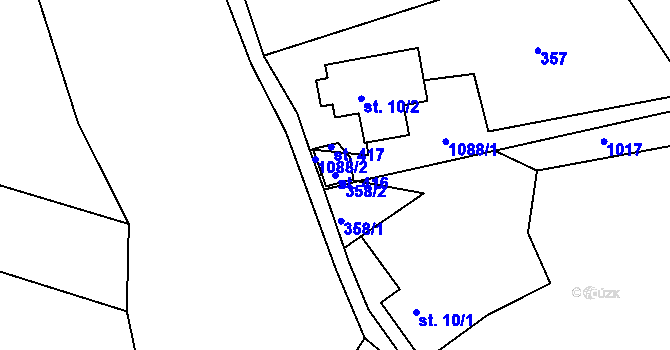 Parcela st. 416 v KÚ Záměl, Katastrální mapa