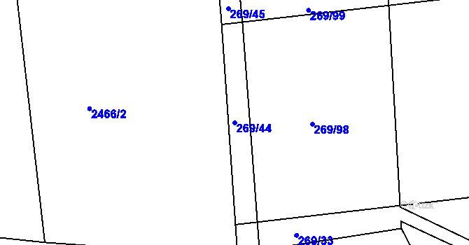 Parcela st. 269/44 v KÚ Janovičky u Zámrsku, Katastrální mapa