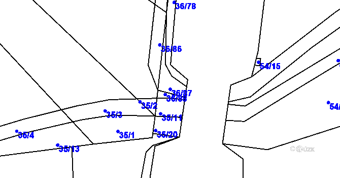 Parcela st. 36/87 v KÚ Janovičky u Zámrsku, Katastrální mapa