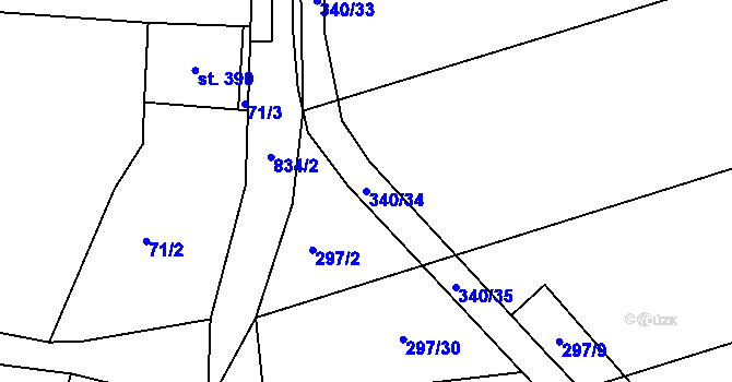 Parcela st. 340/34 v KÚ Zámrsk, Katastrální mapa