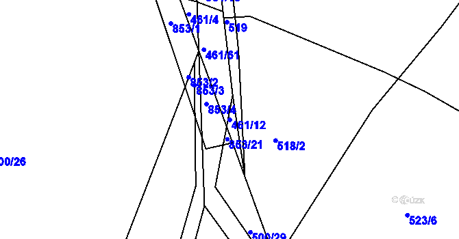 Parcela st. 461/12 v KÚ Zámrsk, Katastrální mapa