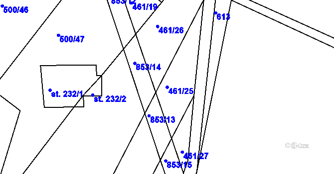Parcela st. 461/25 v KÚ Zámrsk, Katastrální mapa