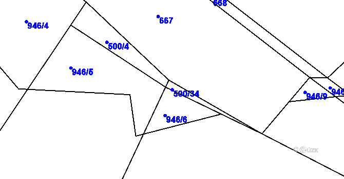 Parcela st. 500/34 v KÚ Zámrsk, Katastrální mapa