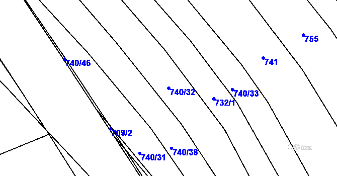 Parcela st. 740/32 v KÚ Zámrsk, Katastrální mapa