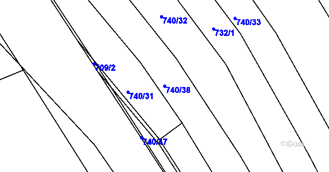 Parcela st. 740/38 v KÚ Zámrsk, Katastrální mapa