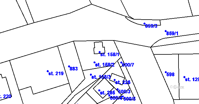 Parcela st. 158/1 v KÚ Zámrsk, Katastrální mapa