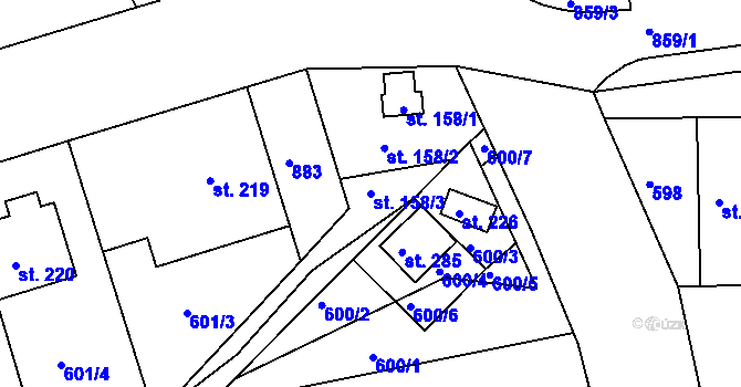 Parcela st. 158/3 v KÚ Zámrsk, Katastrální mapa