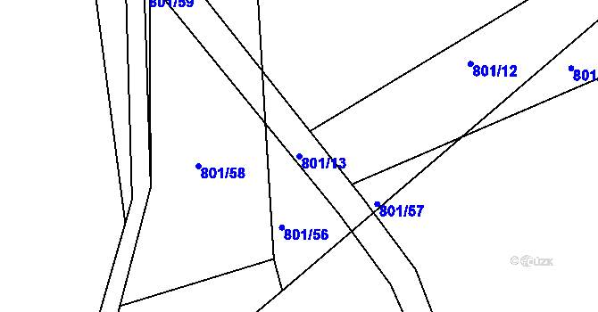 Parcela st. 801/13 v KÚ Zámrsk, Katastrální mapa